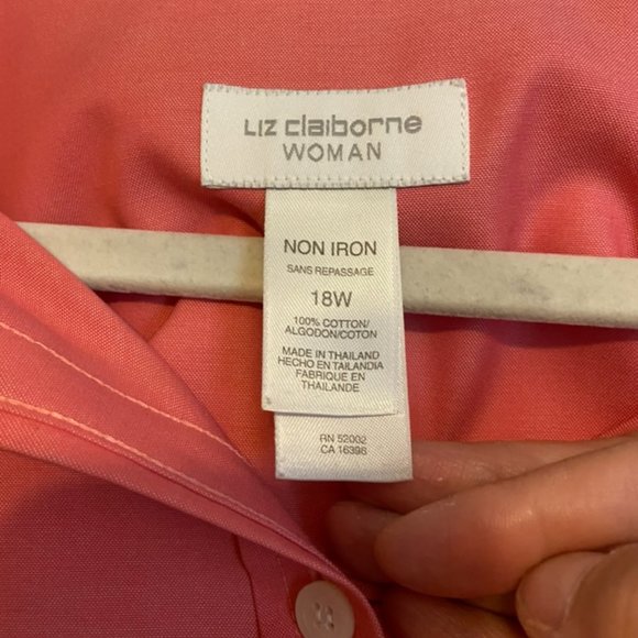 Liz Claiborne Woman - Non-Iron - Long Sleeve Button Down - 18W - Rose Pink - Picture 4 of 6